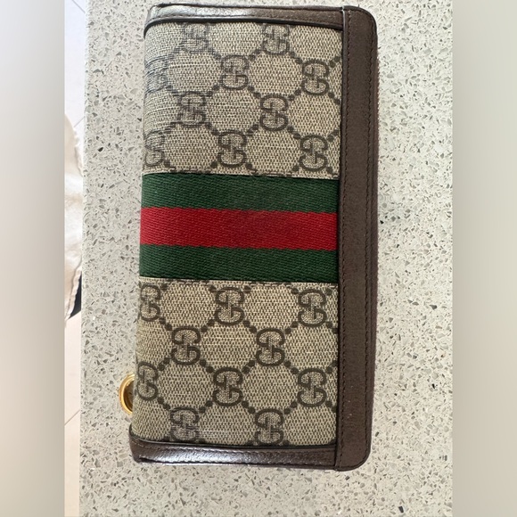 Gucci Beige and Brown Wallet with Green and Red Stripe - Picture 3 of 9